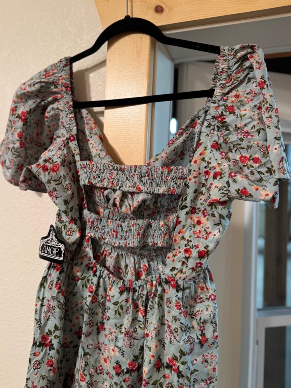 Angie Light Blue Floral Tie-Front Dress - Picture 3 of 6